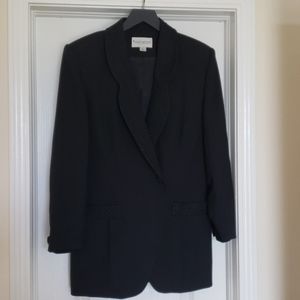 John Mayer of Norwich Black Wool Beaded Collar Boyfriend Blazer